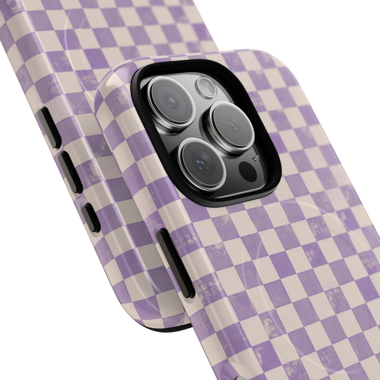 Lavender Check Magnetic Protective Phone Case – Tough Dual-Layer Cover