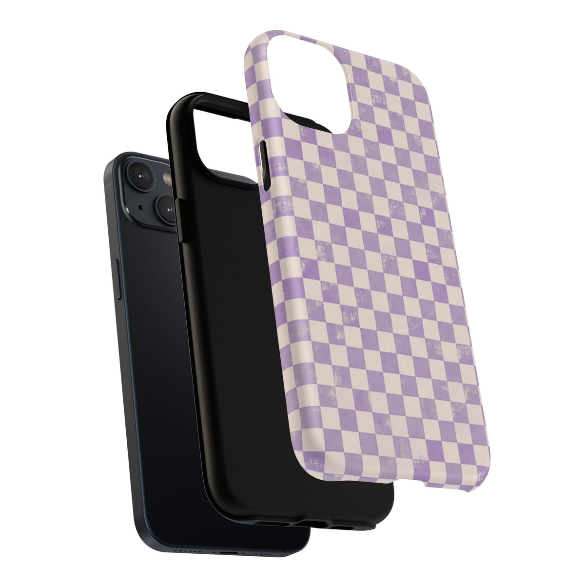 Lavender Check Magnetic Protective Phone Case – Tough Dual-Layer Cover
