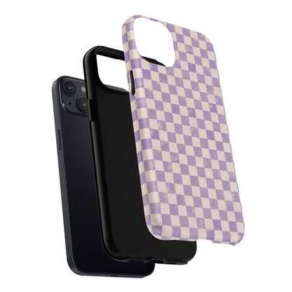 Lavender Check Magnetic Protective Phone Case – Tough Dual-Layer Cover