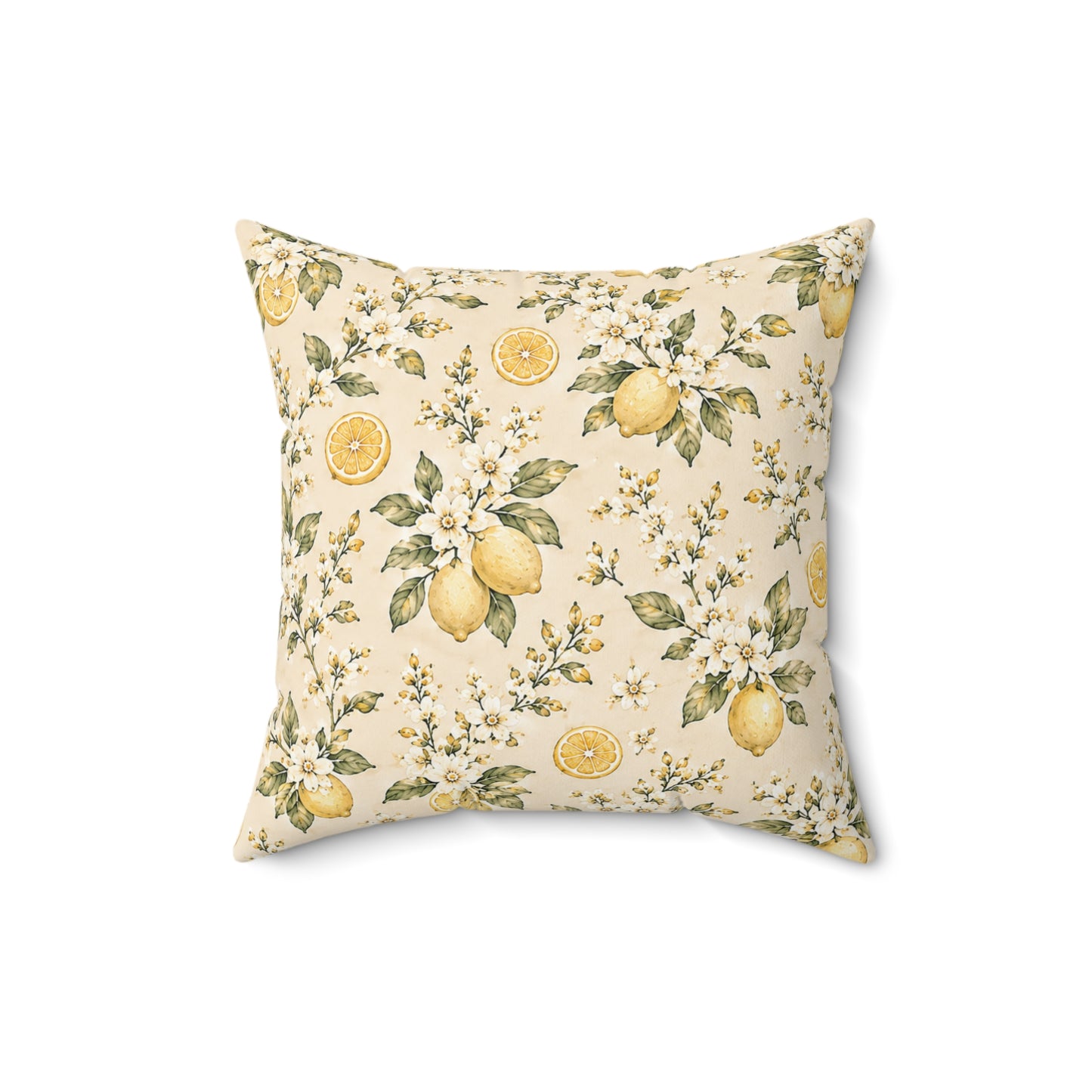 Limonella Garden Pillow - Lemon Floral Throw Pillow - Botanical Decorative Cushion - Cottage Kitchen Decor