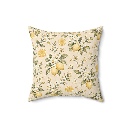 Limonella Garden Pillow - Lemon Floral Throw Pillow - Botanical Decorative Cushion - Cottage Kitchen Decor