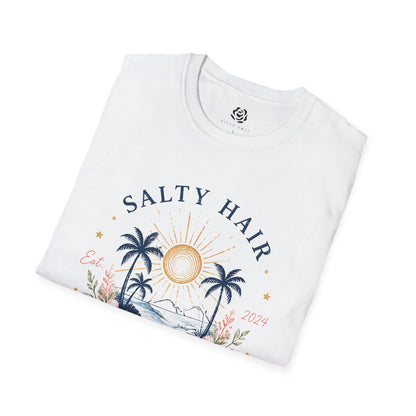 Salty Hair Sunny Days T-Shirt, Coastal Beach Graphic Tee, Summer Vacation Shirt, Surf & Ocean Lover Gift, Tropical Palm Tree Tee