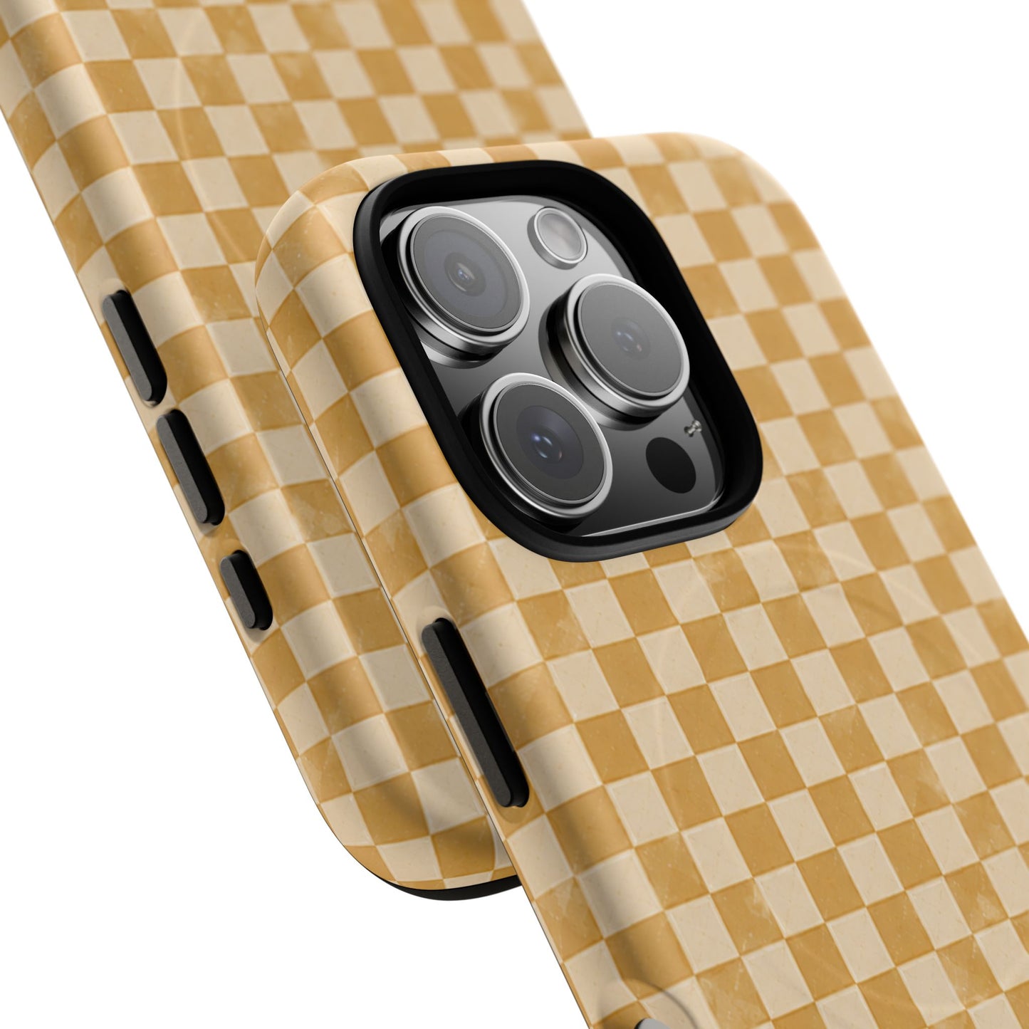 Golden Check Magnetic Protective Phone Case – Tough Dual-Layer Cover