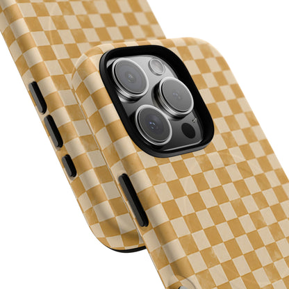 Golden Check Magnetic Protective Phone Case – Tough Dual-Layer Cover
