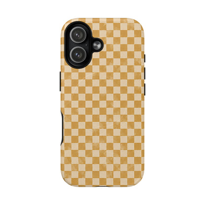 Golden Check Magnetic Protective Phone Case – Tough Dual-Layer Cover