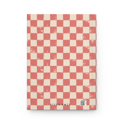 Coral Check Hardcover Journal – Lined Checkerboard Notebook