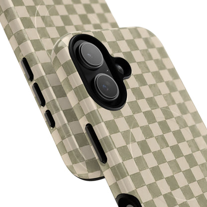 Sage Check Magnetic Protective Phone Case – Tough Dual-Layer Cover