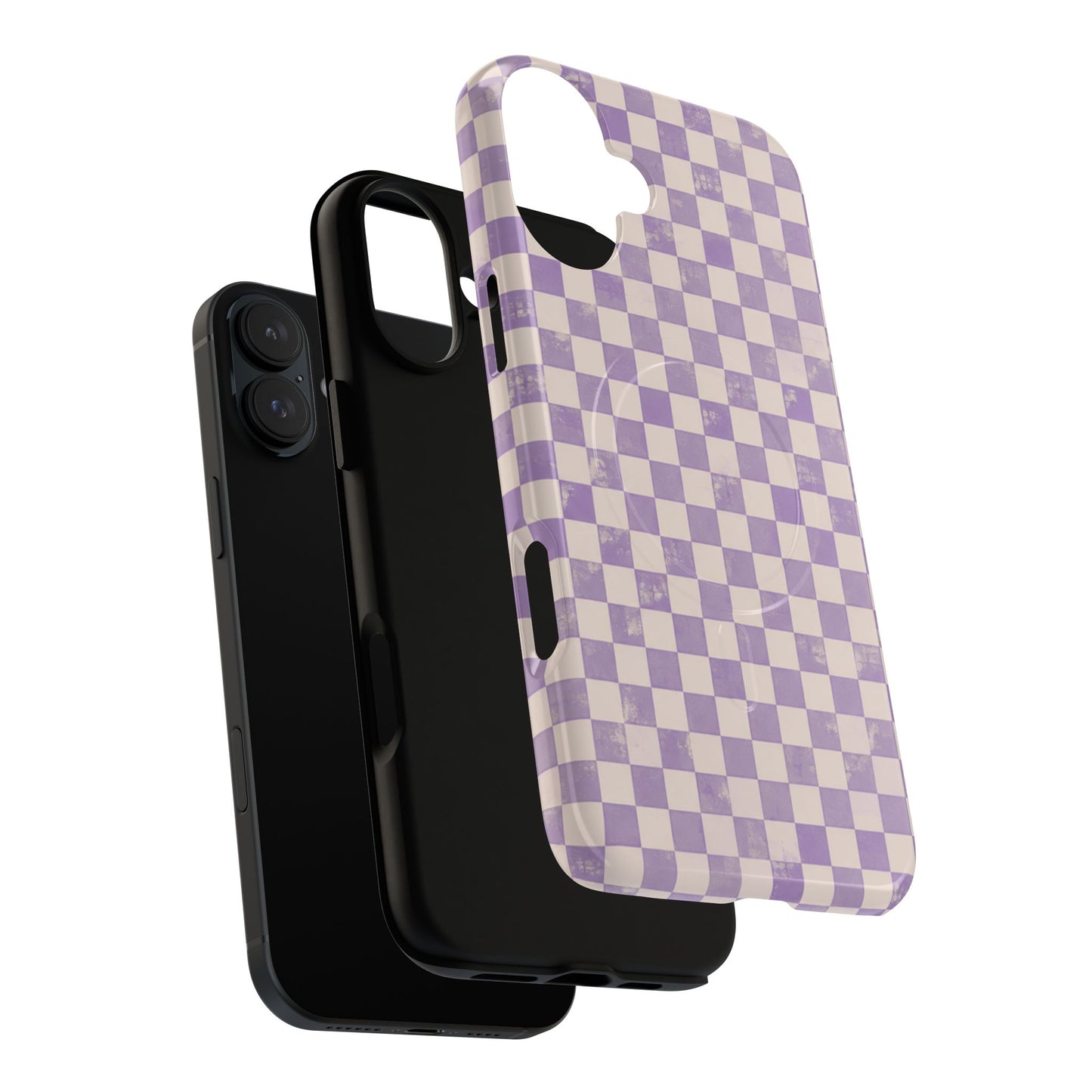Lavender Check Magnetic Protective Phone Case – Tough Dual-Layer Cover