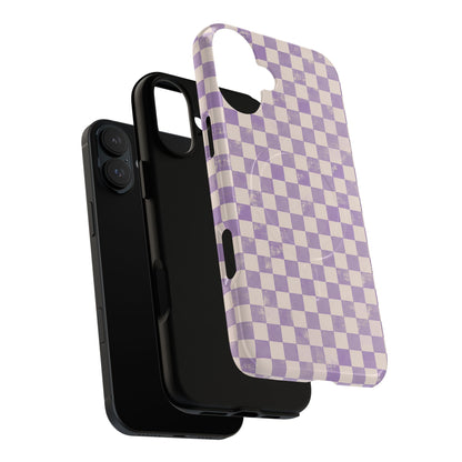 Lavender Check Magnetic Protective Phone Case – Tough Dual-Layer Cover