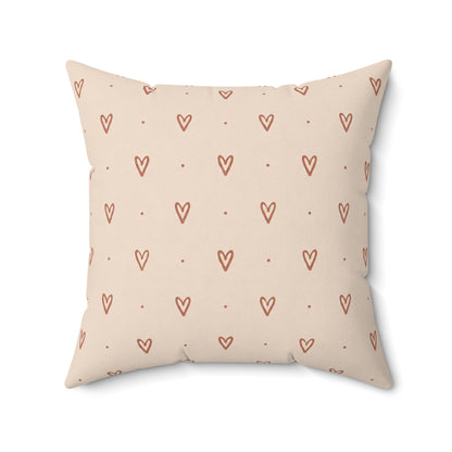 Little Sweet Hearts Pillow - Blush Heart Throw Pillow - Cute Decorative Cushion - Neutral Bedroom Decor