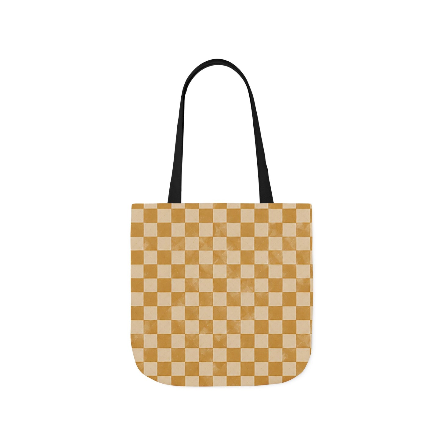 Golden Check Tote Bag - Mustard Checkerboard Canvas Bag - Retro Market Tote - Everyday Shopping Bag