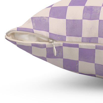 Lavender Check Pillow - Purple Checkerboard Throw Pillow - Pastel Decorative Cushion - Retro Home Decor
