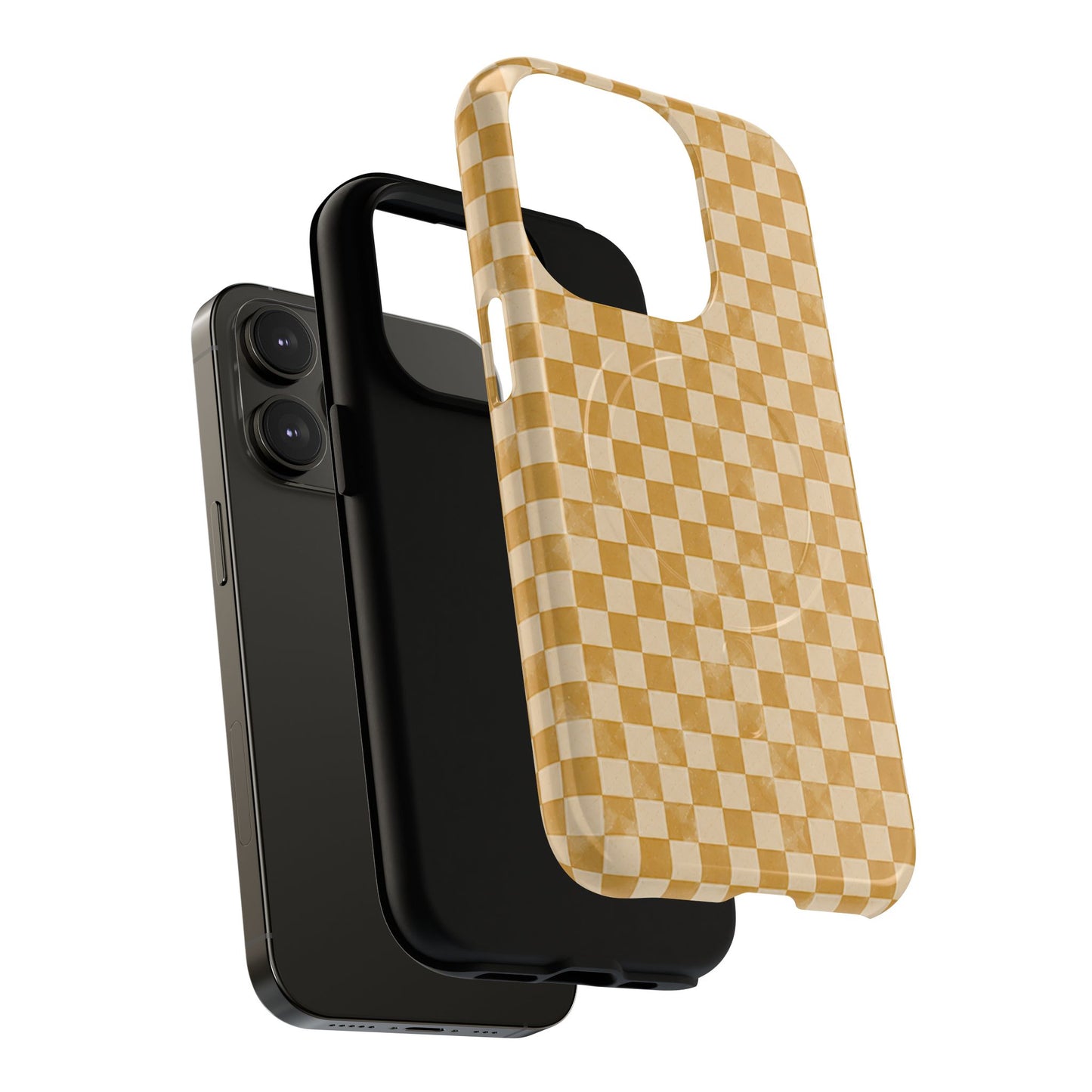 Golden Check Magnetic Protective Phone Case – Tough Dual-Layer Cover