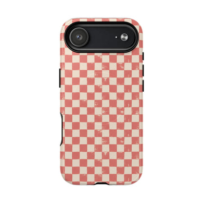 Coral Check Magnetic Protective Phone Case – Tough Dual-Layer Cover