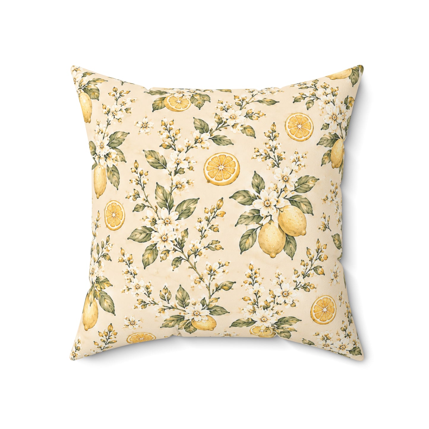 Limonella Garden Pillow - Lemon Floral Throw Pillow - Botanical Decorative Cushion - Cottage Kitchen Decor