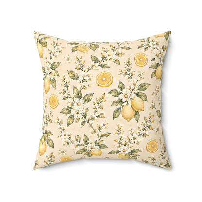 Limonella Garden Pillow - Lemon Floral Throw Pillow - Botanical Decorative Cushion - Cottage Kitchen Decor