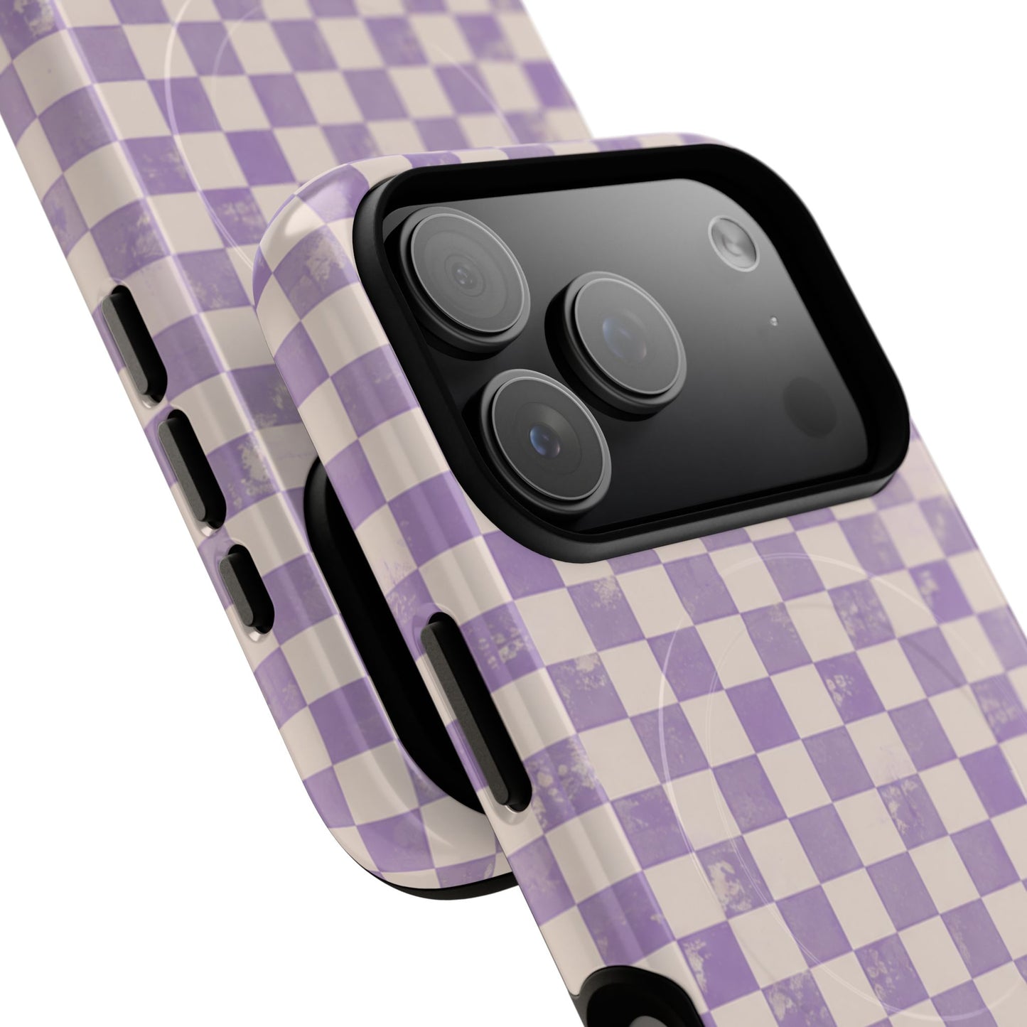 Lavender Check Magnetic Protective Phone Case – Tough Dual-Layer Cover
