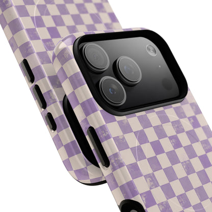 Lavender Check Magnetic Protective Phone Case – Tough Dual-Layer Cover