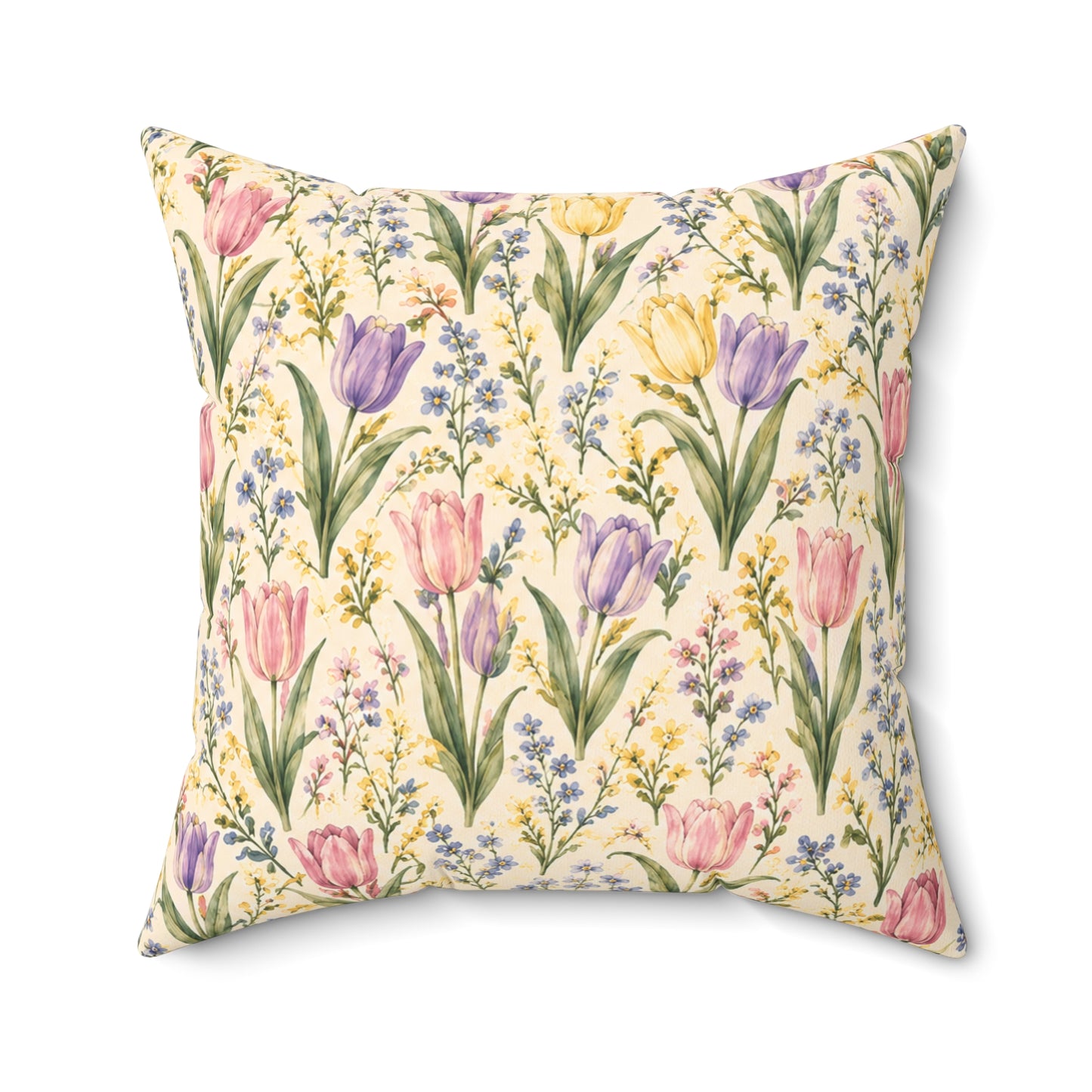 Tulip Whispers Pillow - Pastel Tulip Throw Pillow - Floral Decorative Cushion - Cottage Garden Decor