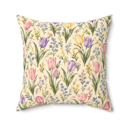Tulip Whispers Pillow - Pastel Tulip Throw Pillow - Floral Decorative Cushion - Cottage Garden Decor