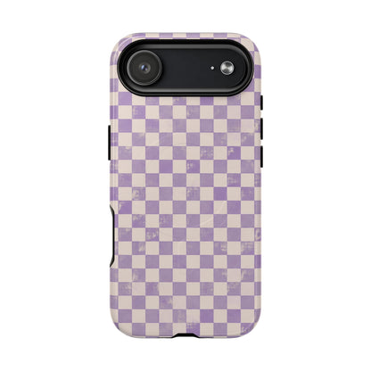 Lavender Check Magnetic Protective Phone Case – Tough Dual-Layer Cover