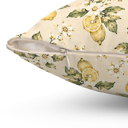 Limonella Garden Pillow - Lemon Floral Throw Pillow - Botanical Decorative Cushion - Cottage Kitchen Decor