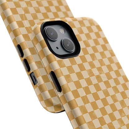 Golden Check Magnetic Protective Phone Case – Tough Dual-Layer Cover