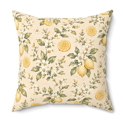 Limonella Garden Pillow - Lemon Floral Throw Pillow - Botanical Decorative Cushion - Cottage Kitchen Decor