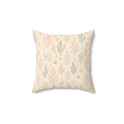Coral Garden Pillow - Coastal Throw Pillow - Sea Coral Decorative Cushion - Pastel Beach Home Decor