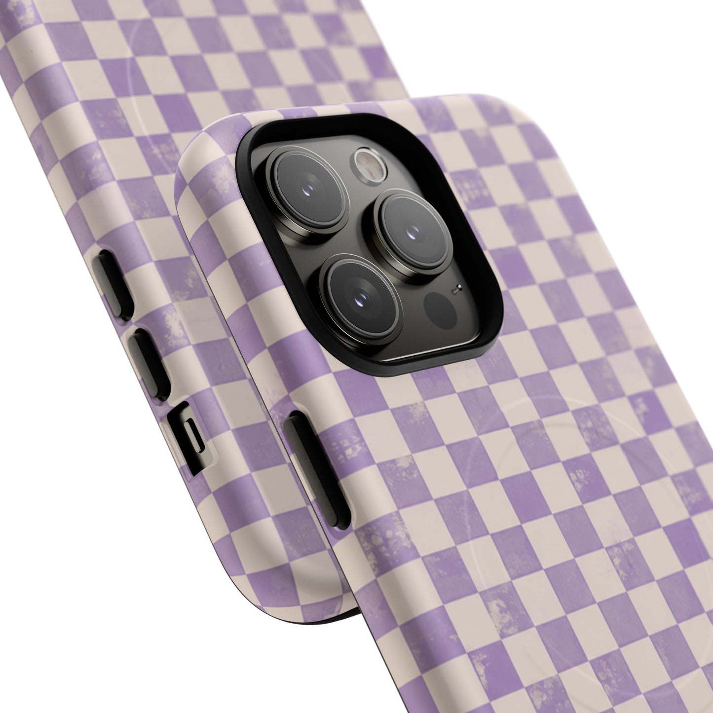 Lavender Check Magnetic Protective Phone Case – Tough Dual-Layer Cover