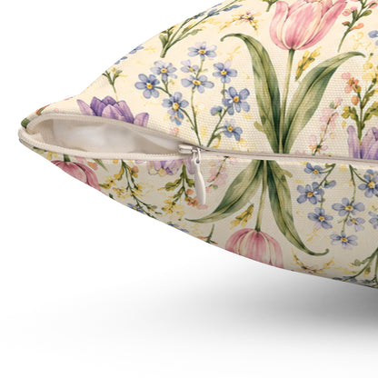 Tulip Whispers Pillow - Pastel Tulip Throw Pillow - Floral Decorative Cushion - Cottage Garden Decor