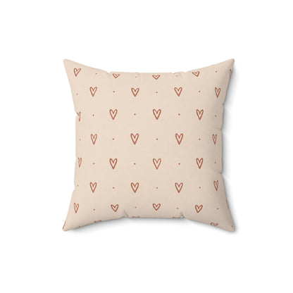 Little Sweet Hearts Pillow - Blush Heart Throw Pillow - Cute Decorative Cushion - Neutral Bedroom Decor