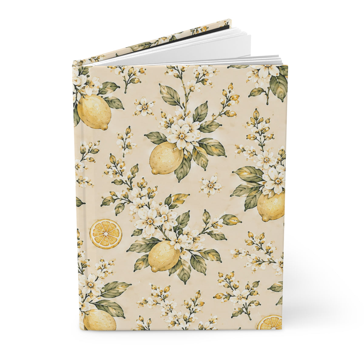 Limonella Garden Hardcover Journal – Lined Lemon Floral Notebook