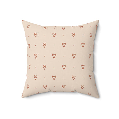 Little Sweet Hearts Pillow - Blush Heart Throw Pillow - Cute Decorative Cushion - Neutral Bedroom Decor