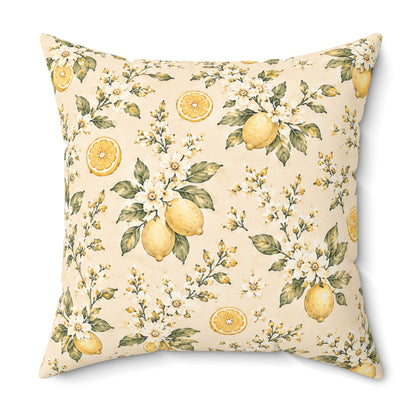 Limonella Garden Pillow - Lemon Floral Throw Pillow - Botanical Decorative Cushion - Cottage Kitchen Decor