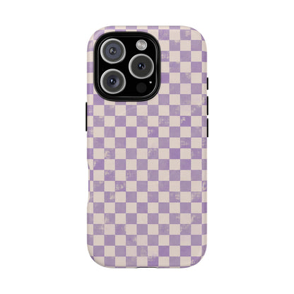 Lavender Check Magnetic Protective Phone Case – Tough Dual-Layer Cover