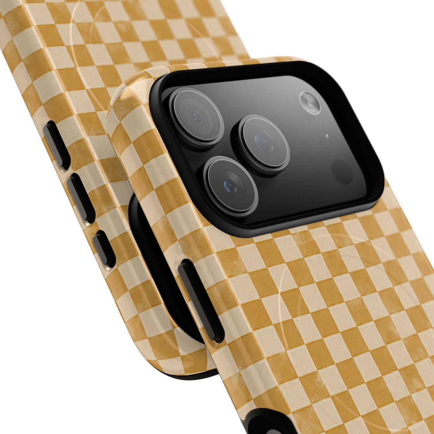 Golden Check Magnetic Protective Phone Case – Tough Dual-Layer Cover