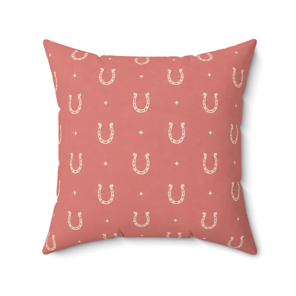 Lucky Blush Pillow - Pink Horseshoe Throw Pillow - Western Decorative Cushion - Cowgirl Boho Home Decor