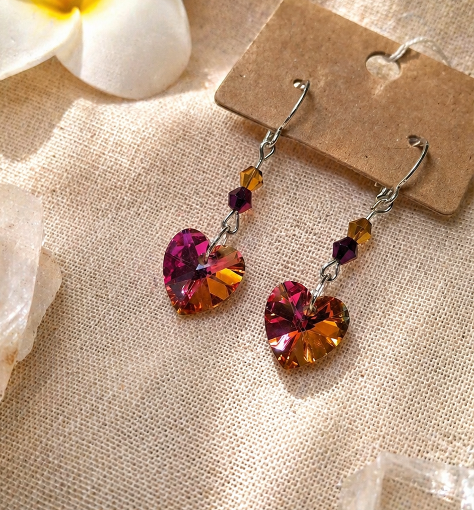 Amoria - Romantic heart earrings inspired by light