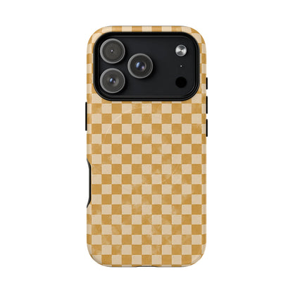Golden Check Magnetic Protective Phone Case – Tough Dual-Layer Cover