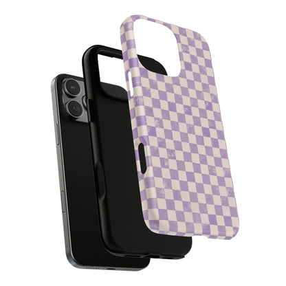Lavender Check Magnetic Protective Phone Case – Tough Dual-Layer Cover