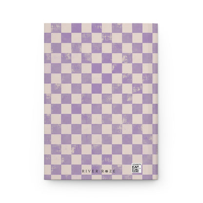 Lavender Check Hardcover Journal – Lined Checkerboard Notebook