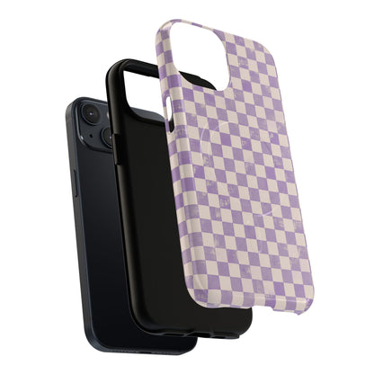 Lavender Check Magnetic Protective Phone Case – Tough Dual-Layer Cover