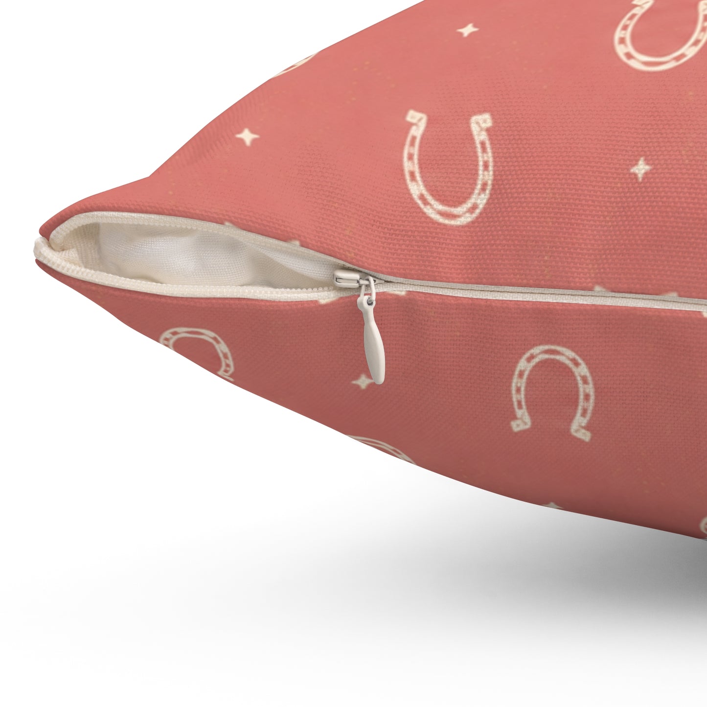Lucky Blush Pillow - Pink Horseshoe Throw Pillow - Western Decorative Cushion - Cowgirl Boho Home Decor