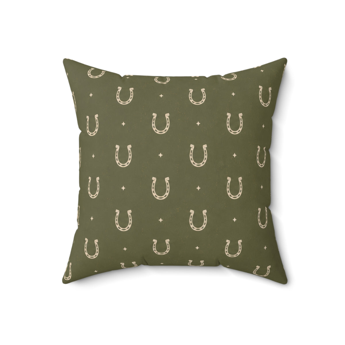 Lucky Olive Horseshoe Throw Pillow – Western Boho Decorative Cushion