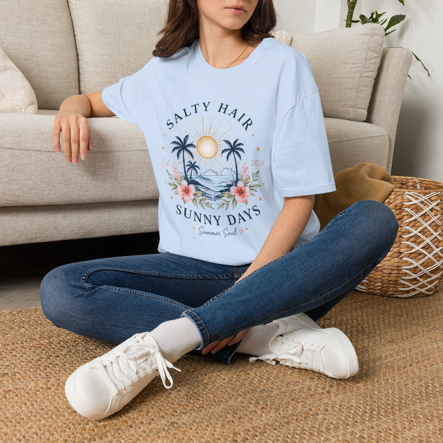 Salty Hair Sunny Days T-Shirt, Coastal Beach Graphic Tee, Summer Vacation Shirt, Surf & Ocean Lover Gift, Tropical Palm Tree Tee