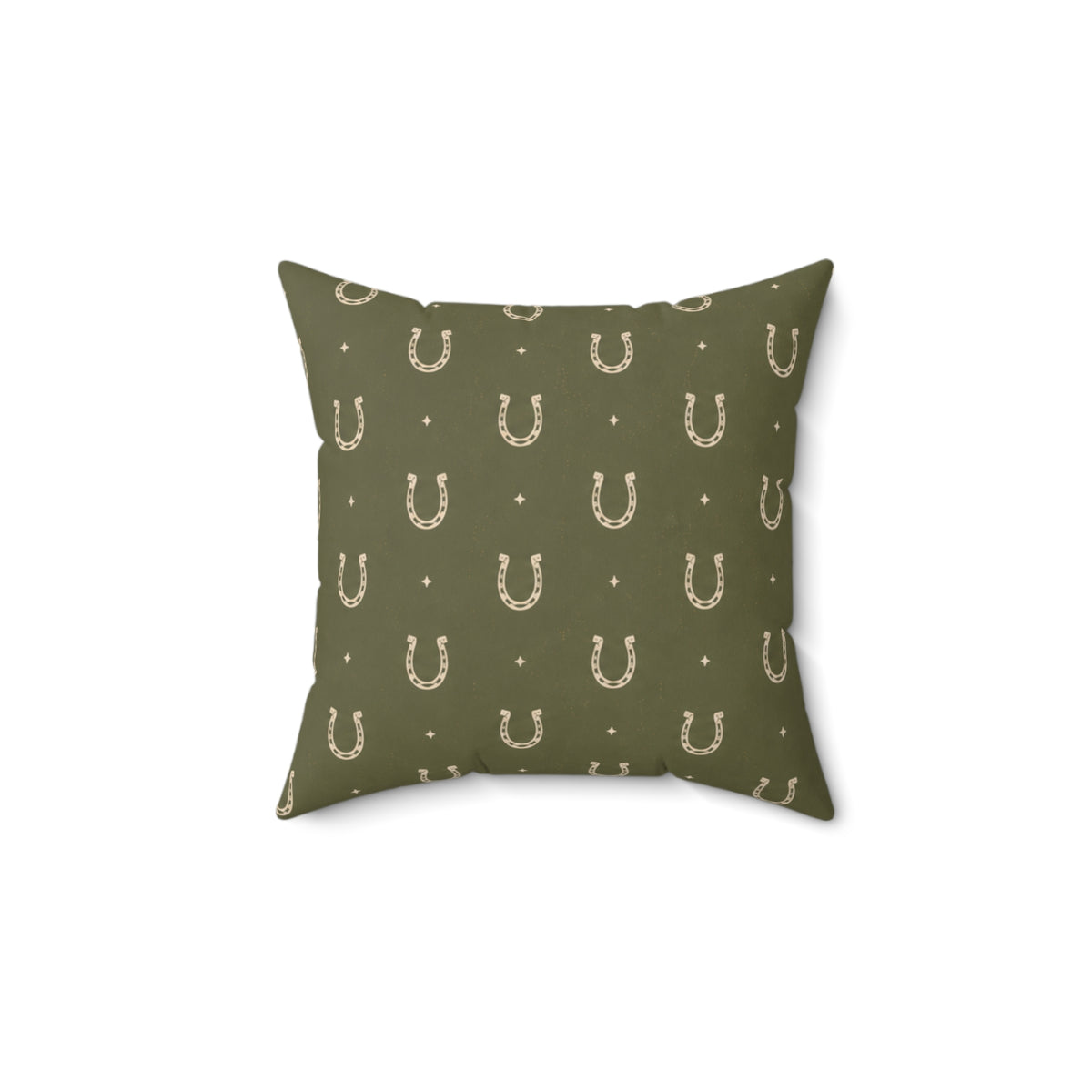 Lucky Olive Horseshoe Throw Pillow – Western Boho Decorative Cushion
