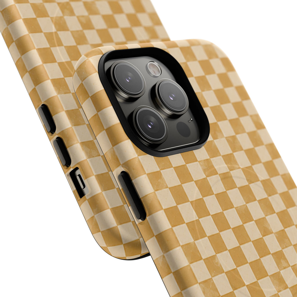 Golden Check Magnetic Protective Phone Case – Tough Dual-Layer Cover