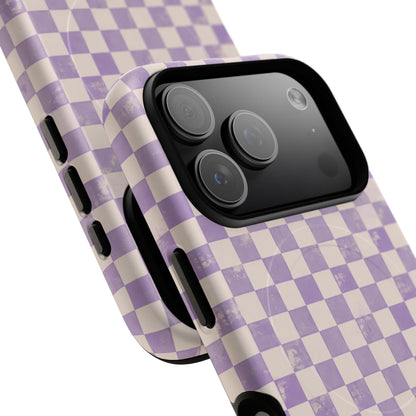 Lavender Check Magnetic Protective Phone Case – Tough Dual-Layer Cover
