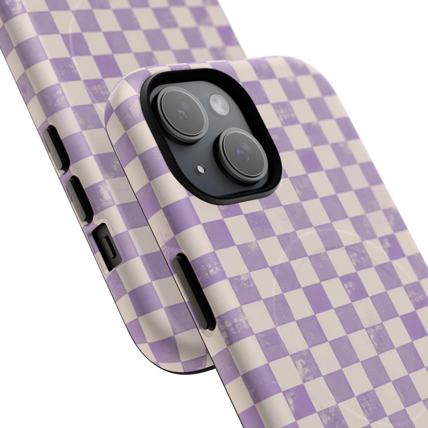 Lavender Check Magnetic Protective Phone Case – Tough Dual-Layer Cover